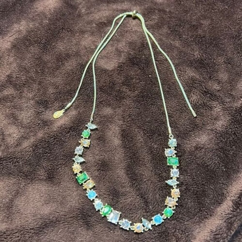 Adjustable Loft Multicolor Gemstone Necklace With… - image 1